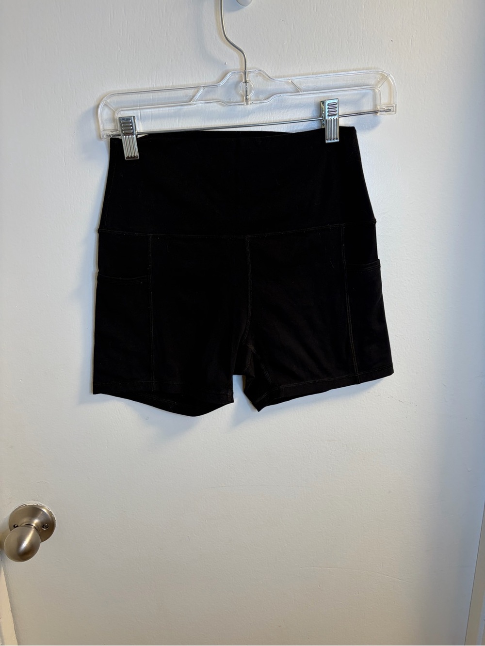 Halara Black High Waisted Biker Shorts Side Pockets Size Unknown Activewear